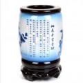仿青花瓷花開(kāi)富貴筆筒定做