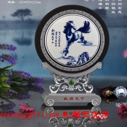 炭雕馳騁天下圓盤定做 會議紀(jì)念禮品