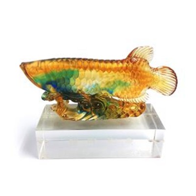 招財(cái)龍魚(yú)琉璃擺件
